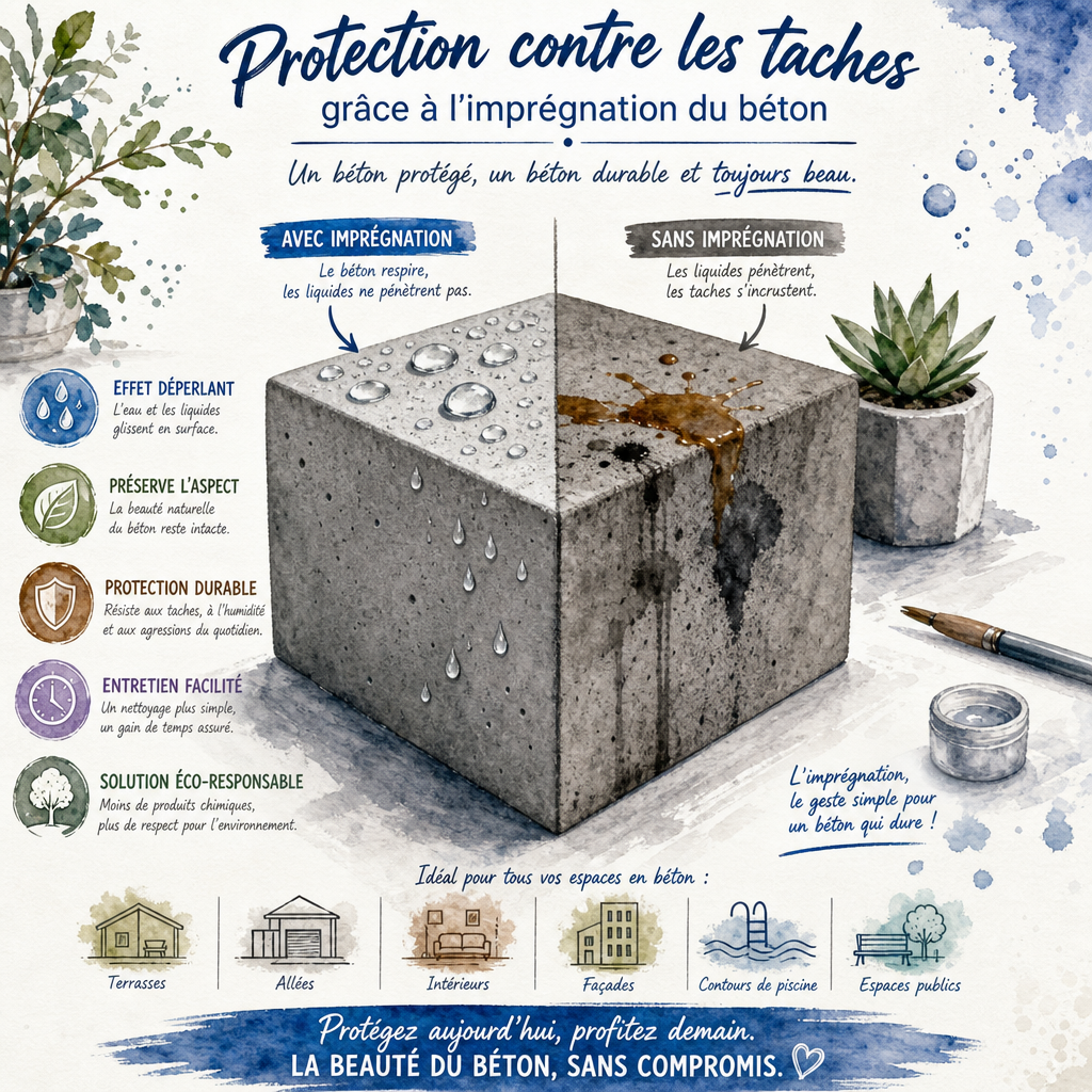 Protection contre les taches grâce à l’imprégnation du béton