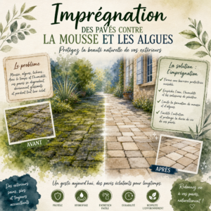 Imprégnation des pavés contre la mousse et les algues