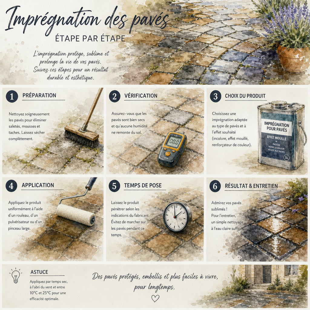 Imprégnation des pavés – étape par étape