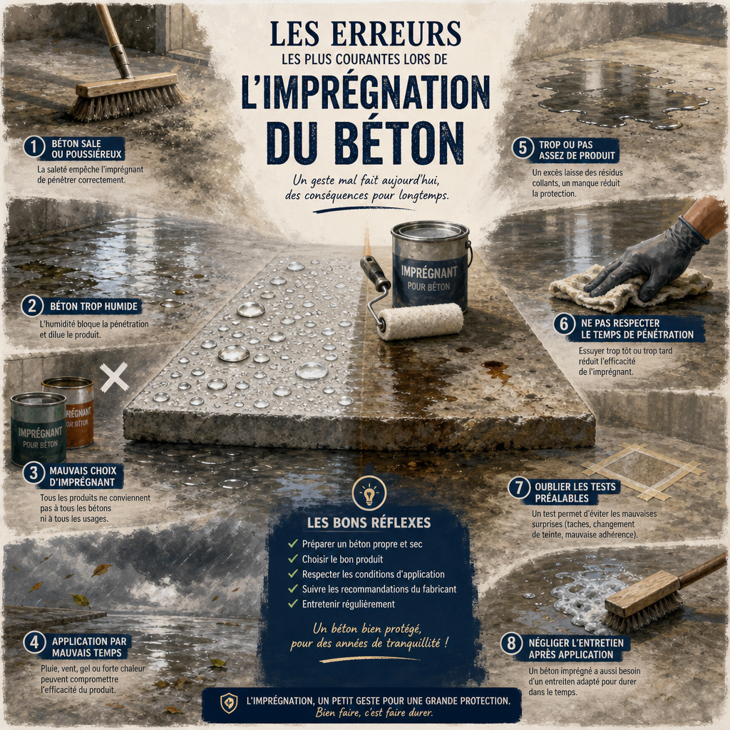 Les erreurs les plus courantes lors de l’imprégnation du béton