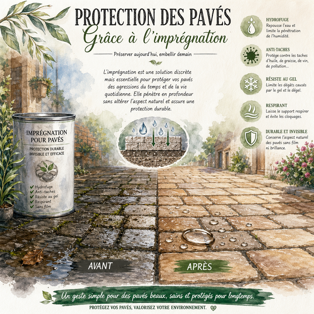 Protection des pavés grâce à l’imprégnation